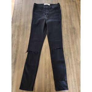Hollister High Rise Jean Legging Black Stretch Denim Jeggings Size 5R Emo 27/29‎